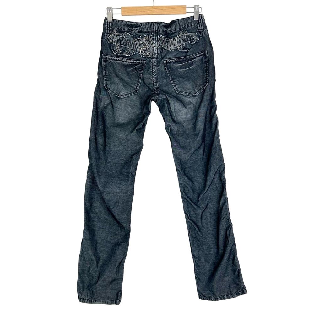 Desigual Lightweight Corduroy Straight Leg Pant Gray Washed Black Size 38